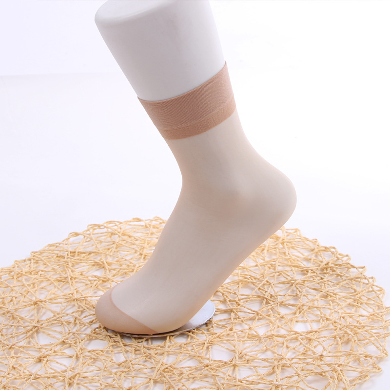 DANKENA 10 Pairs Transparent Crystal Silk Socks Breathable Solid Color Plain Anti-hook Socks